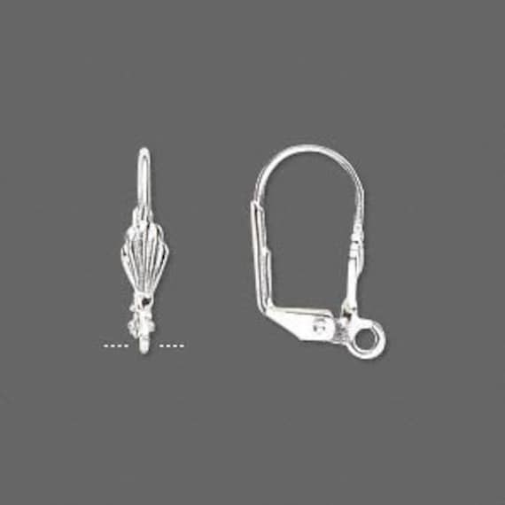 10 Sterling Silver-plated Lever-back Earwires with Shell and Lever Back