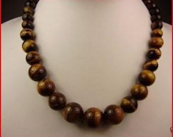 Genuine Tiger's Eye Stone Beads in a 16 inch Graduated Strand