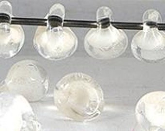 10 Coconut White Teardrop Handmade Lampwork Beads - 10mm (21220)