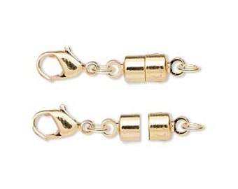 Two magnetic clasp converters, gold-plated brass, 25x6mm