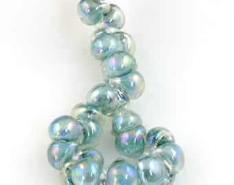 5 Seafoam Bubbles Luster Teardrop Handmade Lampwork Beads - 10mm (22254)