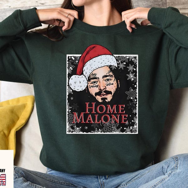 Sudadera de Home Malone, sudadera navideña fea, sudadera navideña divertida, sudadera de Home Alone, camiseta de Ghost Malone