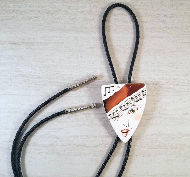 Fred Babb Bolo Tie Ceramic Bolo F Babb Face Bolo Fred Babb Ceramic Necktie Urban Cowboy Music Bolo 1980s Bolo Urban Cowgirl