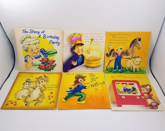 Set of Vintage Unused Interactive Birthday Greeting Cards - 1940s - Vintage Kids Birthday - Game Greeting Cards -NOS - Ephemera -  USA