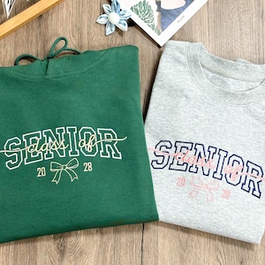 Geborduurd Senior 2025-sweater, Senior Cheer-cadeau, Coquette Senior Team-shirt, Senior Night, Cheer Team-shirt, Class of 2025