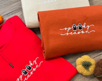 Cute Spooky Season Embroidered Sweatshirt, Cute Ghost Halloween Shirt, Cute Fall Crewneck, Spooky Season Shirt, Halloween Party Gift