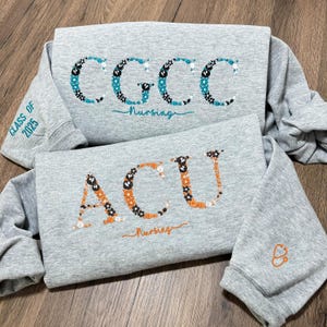 Personalized Floral Letter Embroidered College Sweatshirt University Sweatshirt, High School Crewneck, Graduation Party Gift Back to School