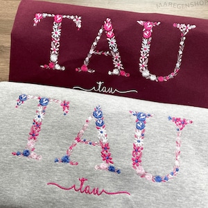 Benutzerdefinierte griechische Brief gestickte Sweatshirt, Floral Brief gestickt Hoodie, College Universität Sorority Sweatshirt, Abschlussfeier Geschenk