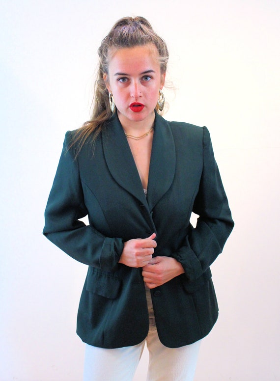 90s Laura Ashley Jacket M, Vintage Dark Green Cla… - image 5