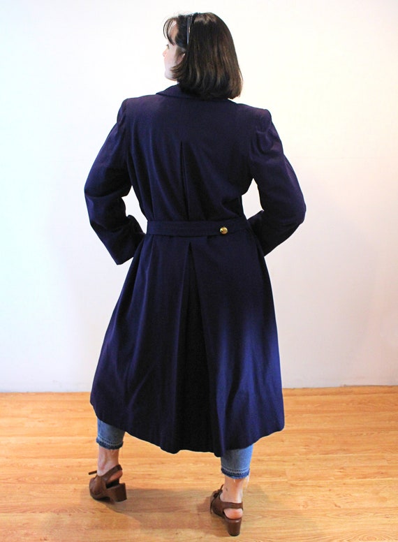 40s Double Breasted Trench Coat M, Vintage Navy B… - image 3