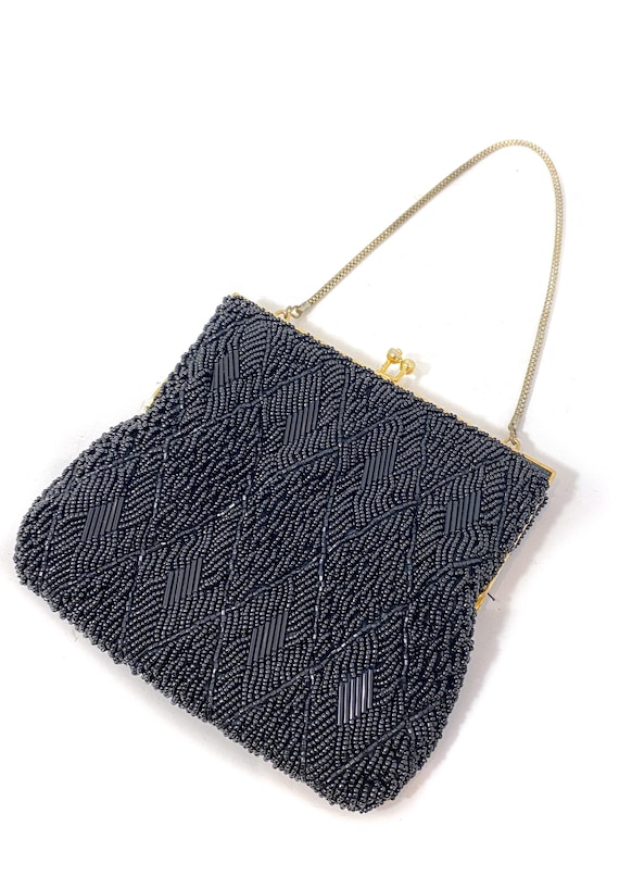 60年代のウォルボルグビーズバッグ、ヴィンテージブラック装飾