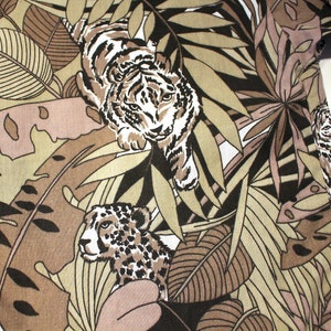 80-tals tigermönstrad skjorta M, vintage tropisk jordnära "Caribou" leopardmönstrad hawaiiansk blus, medium bild 6