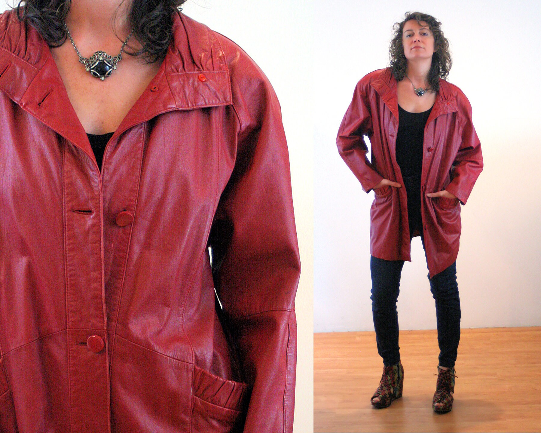 80s red leather jacket