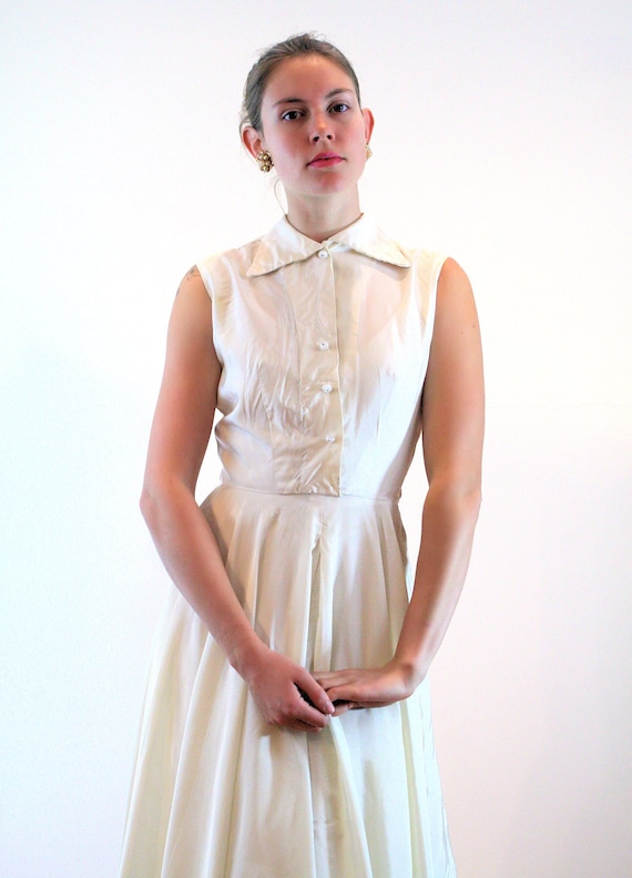 40s White Satin Dress S, Vintage 1940s Simple Mod… - image 6