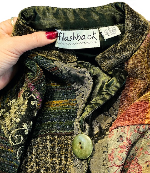 90s Chenille Patchwork Jacket S, Vintage "Flashba… - image 8