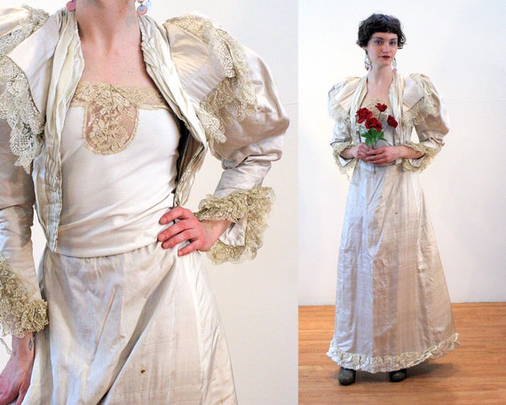 1890s Wedding Dress XXS, Antique Victorian White S