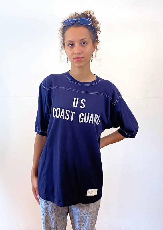 70s US Coast Guard T-Shirt M, Vintage Navy Blue W… - image 5