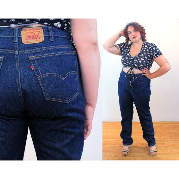 80s Levi's 505 Jeans 42 x 34, Vintage Dark Blue W… - image 1