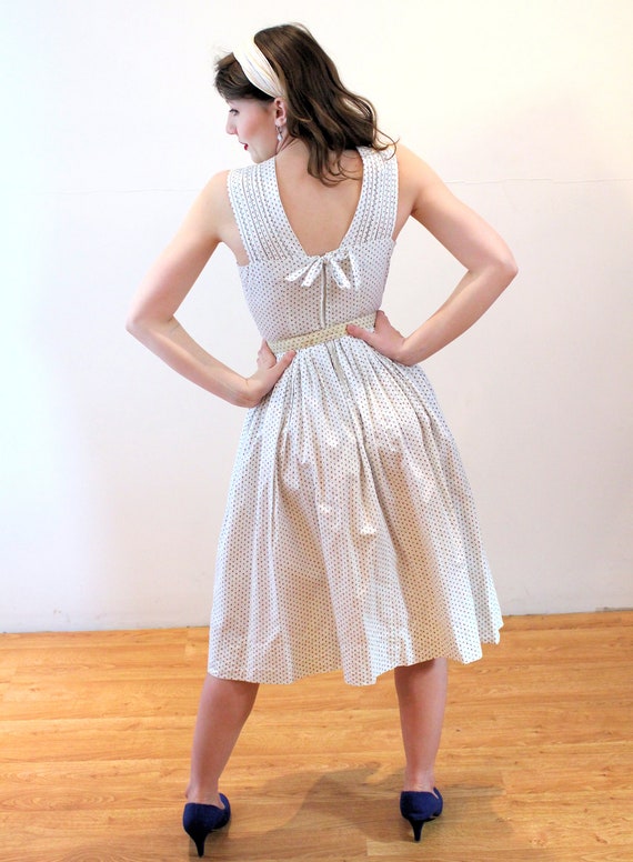 40s "Minx Modes" Cotton Dress XS, Vintage White D… - image 3