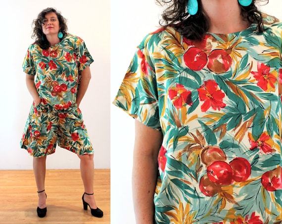 80s Two Piece Romper L XL, Deadstock Cristin Steve