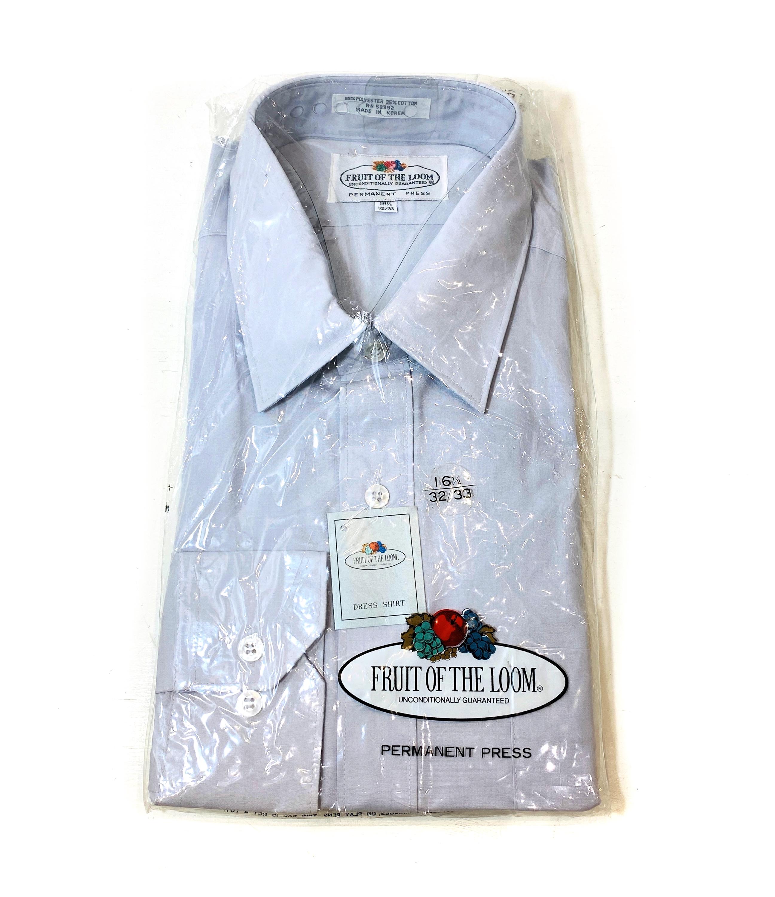 80s Deadstock Gray Dress Shirt L, Vintage Fruit of the Loom Twill