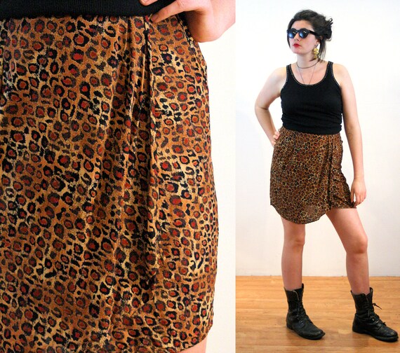 80s Leopard Print Mini Skirt S Vintage Orange Black Rayon carole Little Wrap Style Animal Safari Elastic Waist Retro Short Skirt Small Etsy Canada