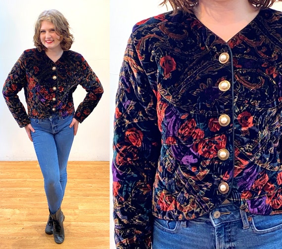 AMOMENTO☆22FW FLOWER QUILTED VELVET JACKET Quilted Velvet Jacket Women's Autumn And Winter New