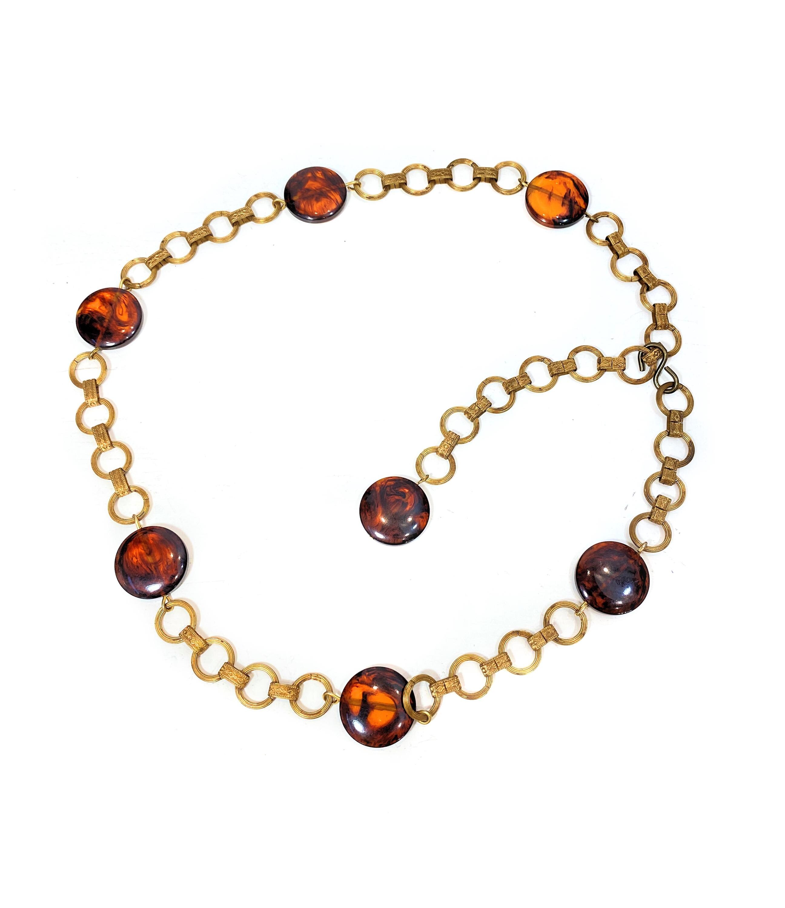 70s High Fashion Belt S, Vintage Honey Lucite Disc Belt  display picture 2