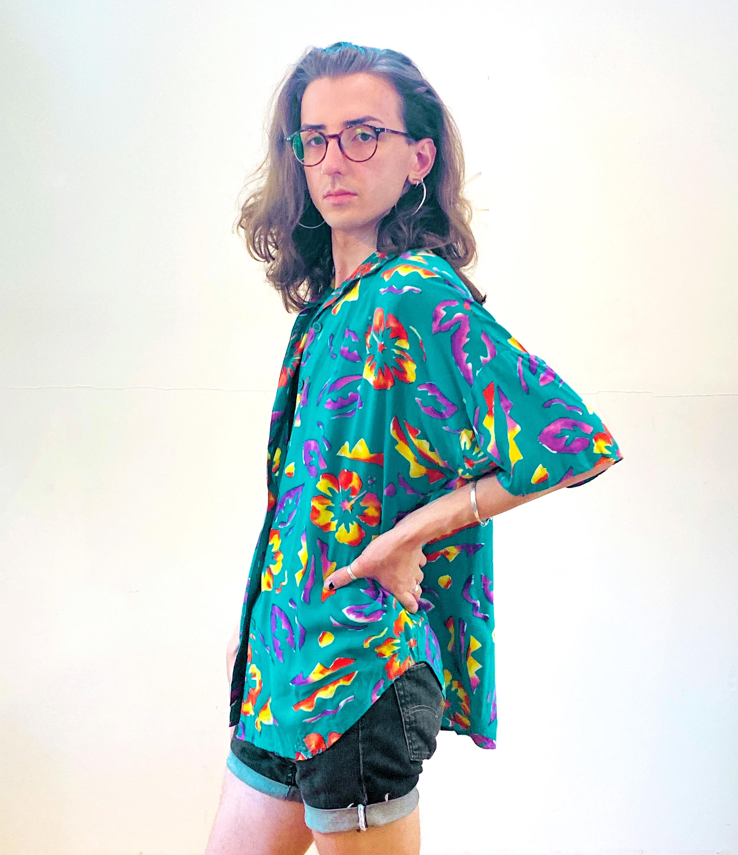 80s Tropical Shirt XL, Vintage 