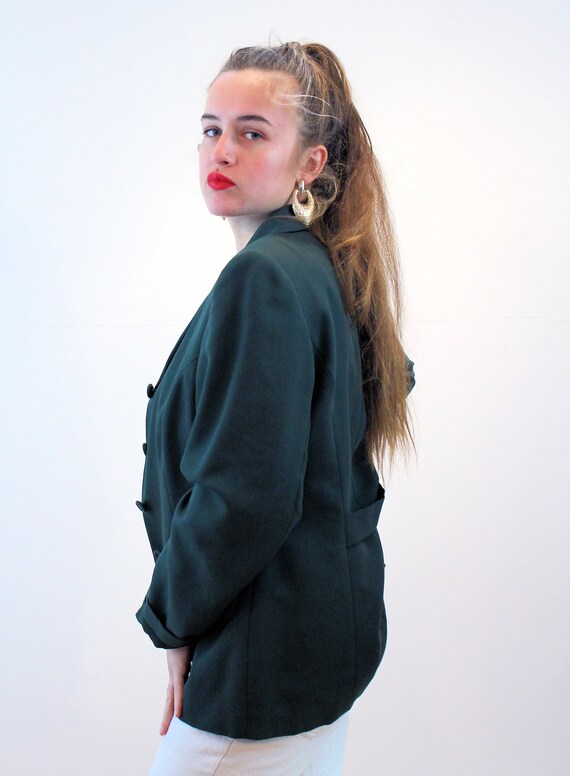 90s Laura Ashley Jacket M, Vintage Dark Green Cla… - image 2