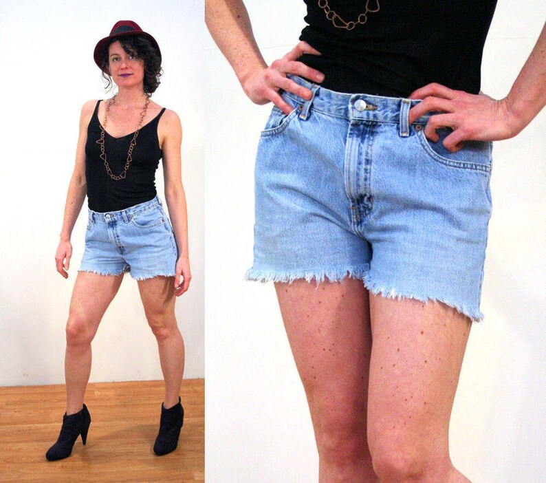 cut off blue jean shorts