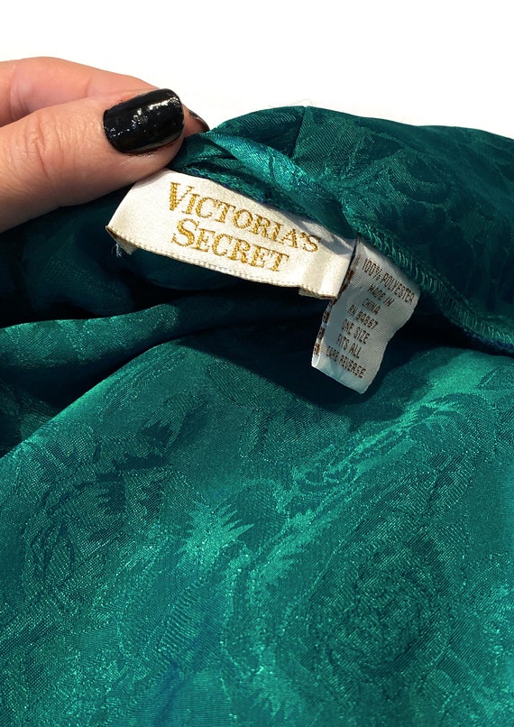 80s Victoria's Secret Robe M L, Vintage Emerald G… - image 6