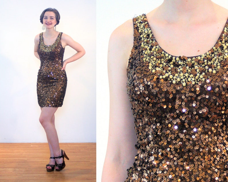 metallic sequin dress