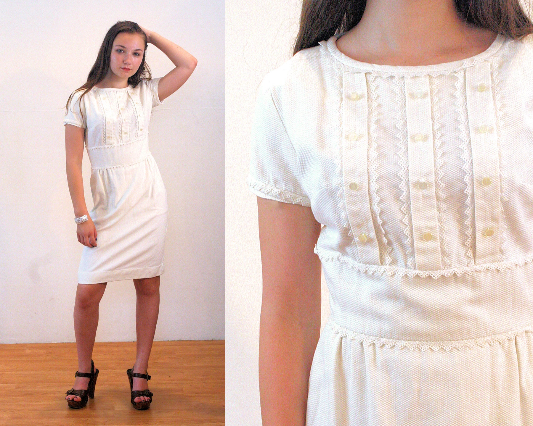 white wiggle dress