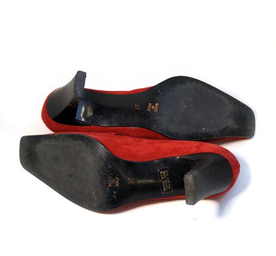 Y2K Red Suede Pumps 37 US 6.5 Vintage 