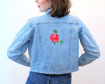 DENIM&Co 90sヴィンテージ 花柄刺繍 デニムシャツジャケット GUCCI グッチ デニムジャケット 刺繍 ブルー 花柄 マルチカラー