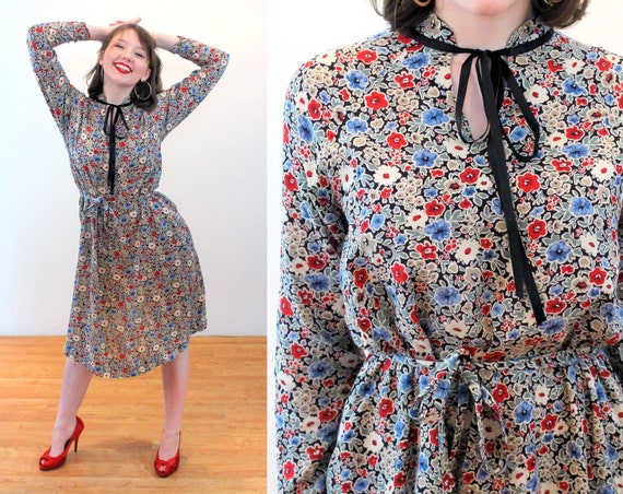 70s Floral Maternity Dress S P Vintage 