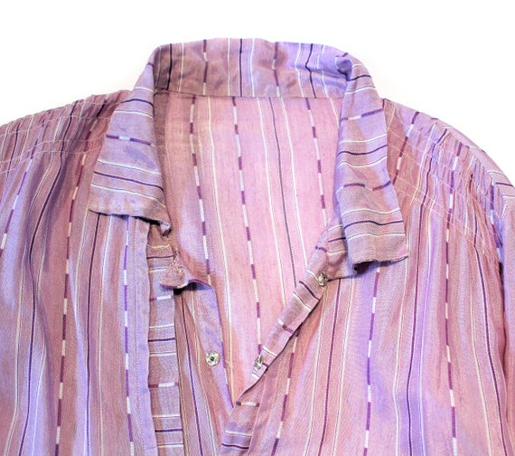 1920s Day Dress S M, Vintage Purple Striped Rare … - image 6