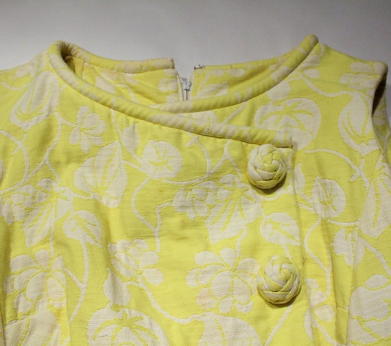 60s Yellow Matelasse Dress M, Vintage Mod "Luigi … - image 6