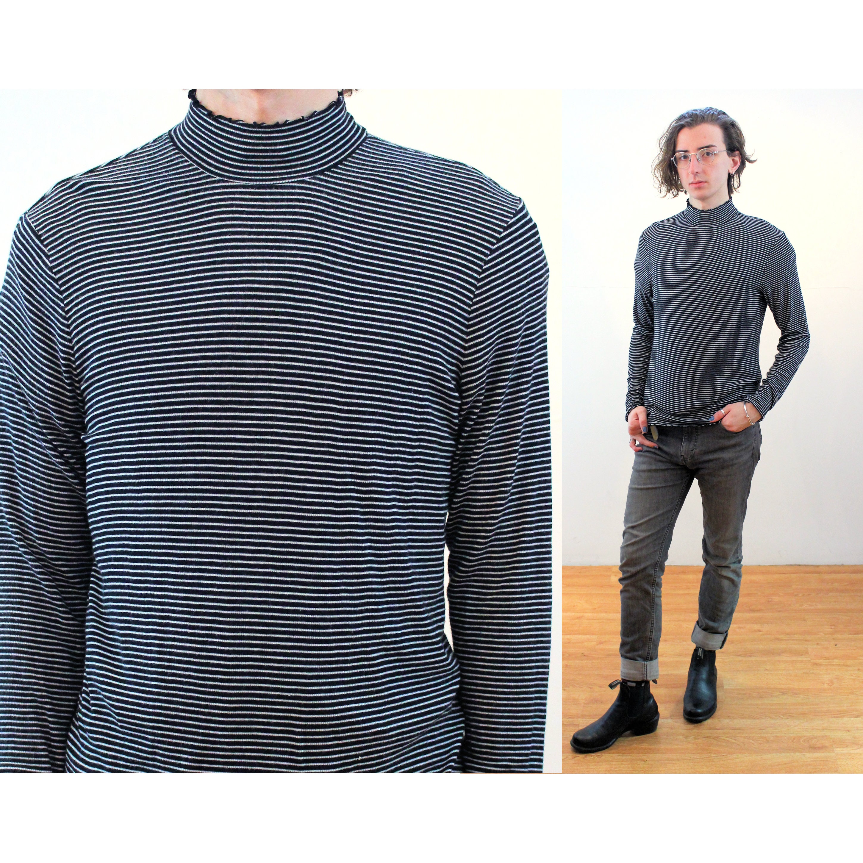 Striped store turtleneck mens