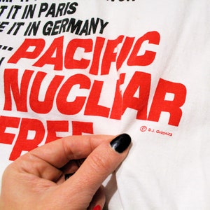 80s Pacific Nuclear Free T-Shirt M, Vintage White Red Rare Environmental Activist Anti War Protest No Nukes No Dumping Political Tee, Medium image 6