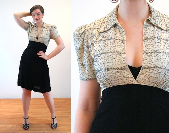 40s Beaded Cocktail Dress S, Vintage 30s 1940s Two