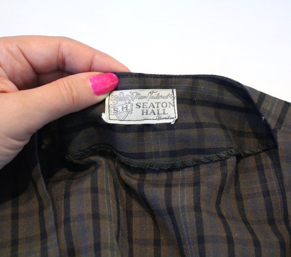 60s Gray Plaid Vest M, Vintage Unique Wrap Front … - image 7