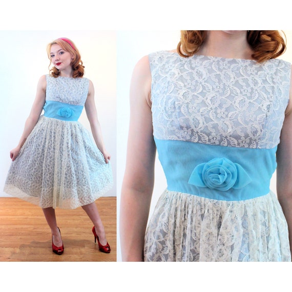 60s Lace Party Dress XS XXS, Vintage White Sheer … - image 1