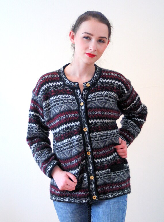 Last Chance! - 90s Alpaca Cardigan M, Vintage Soft Warm Cozy Gray 