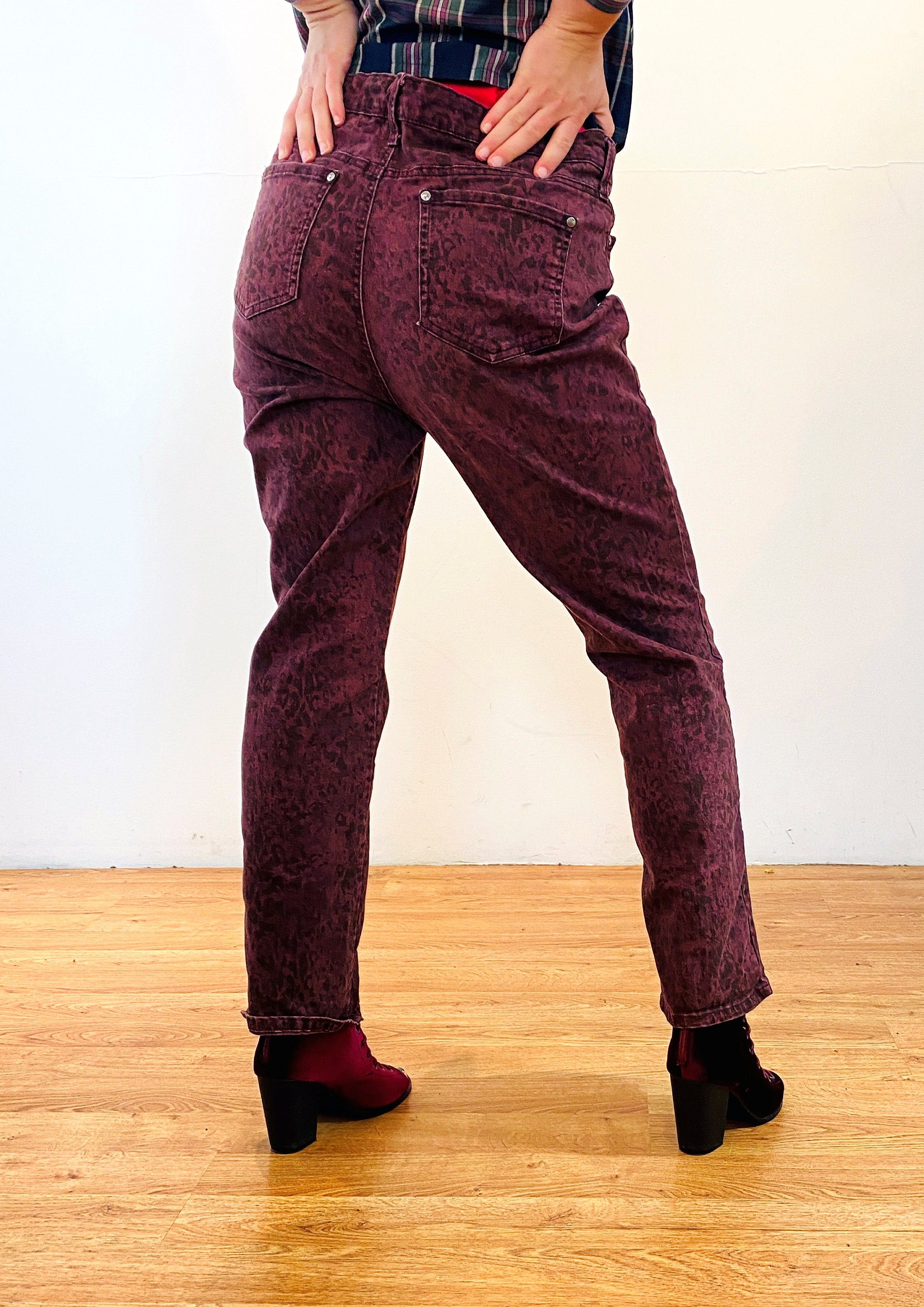 Y2K Red Leopard Print Gloria Vanderbilt Jeans 34 X 28