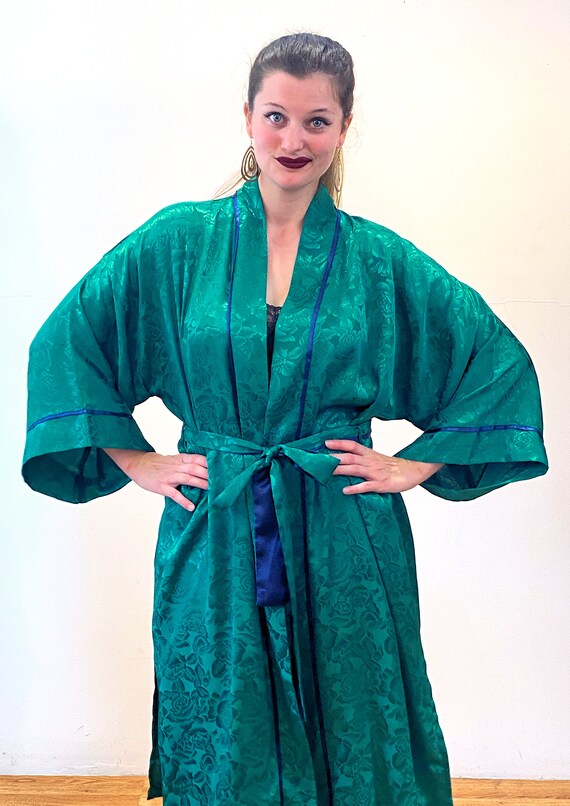 80s Victoria's Secret Robe M L, Vintage Emerald G… - image 5