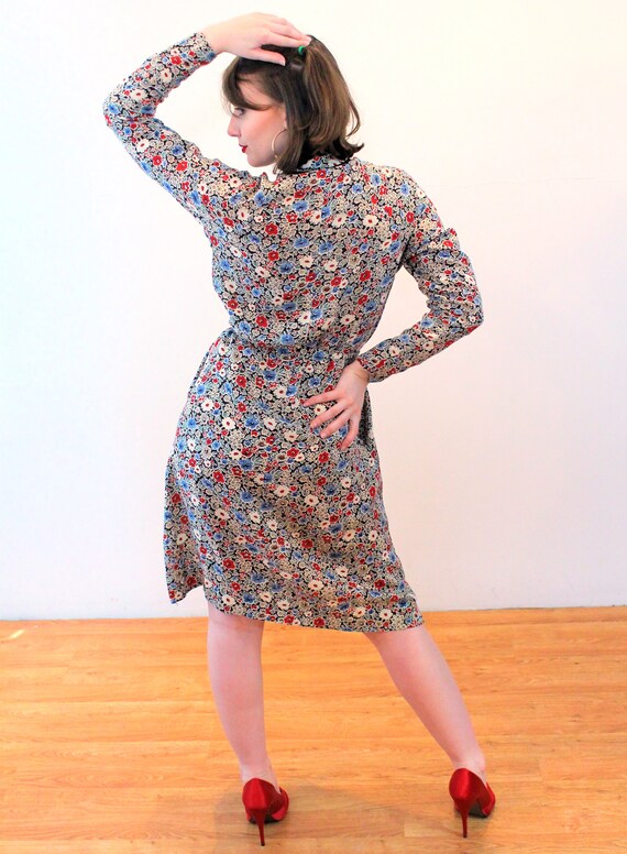 70s "Lady Madonna" Dress S P, Vintage Blue Red Sw… - image 3