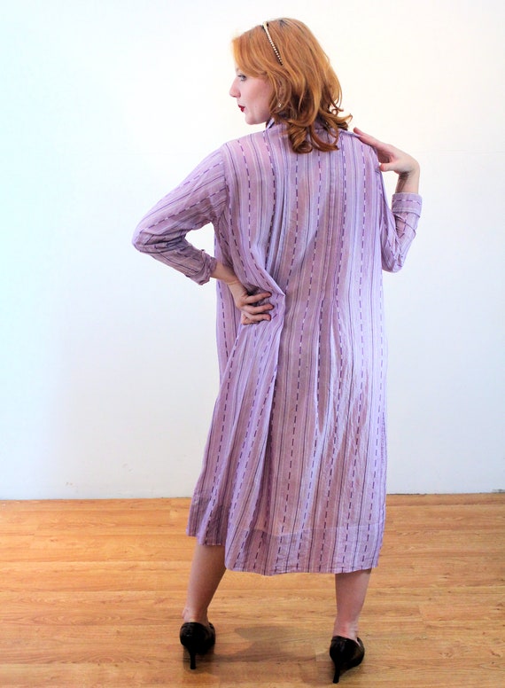 1920s Day Dress S M, Vintage Purple Striped Rare … - image 3