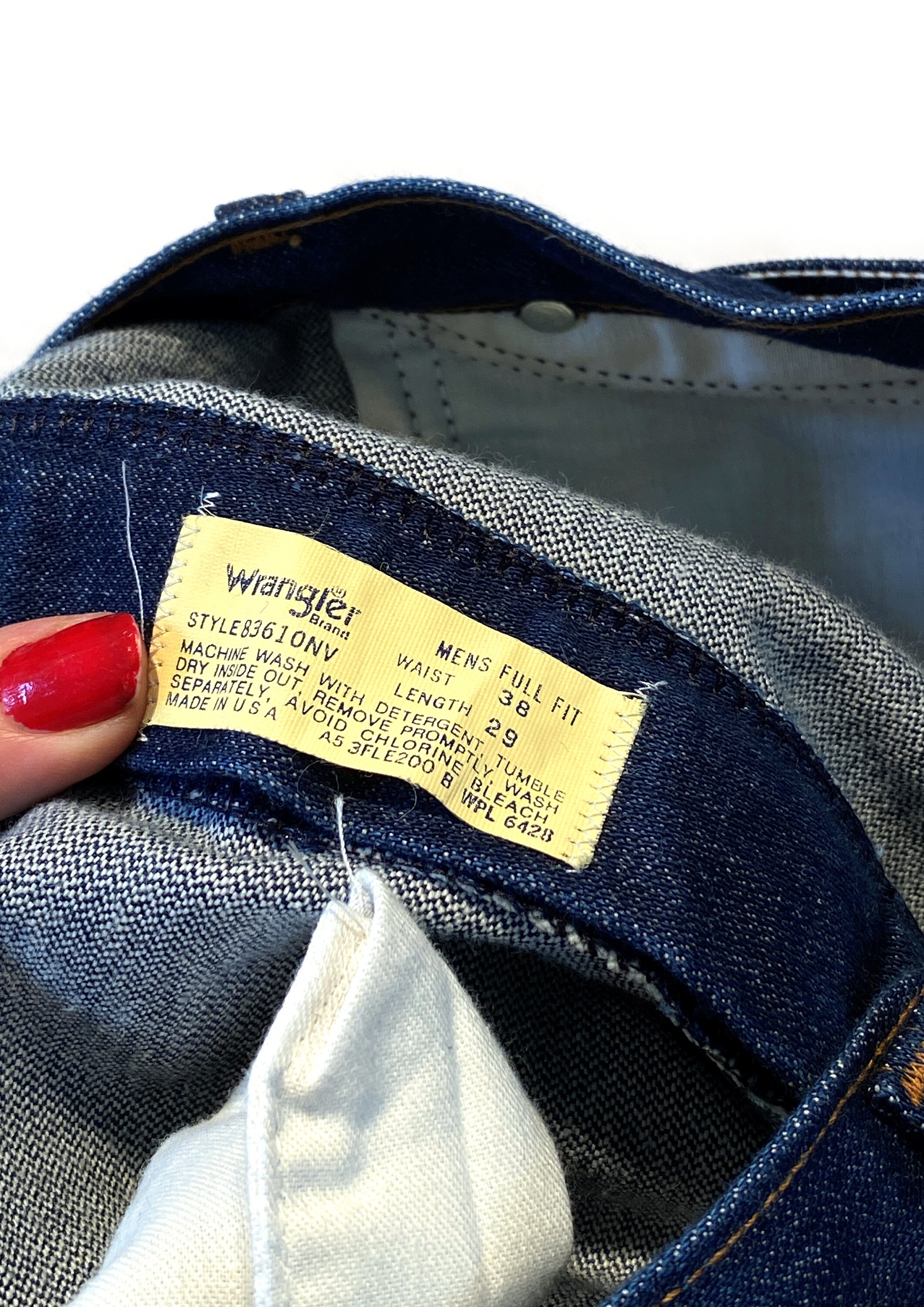 80s Wrangler Jeans 36 X 26, Vintage Dark Wash Heavy Cotton